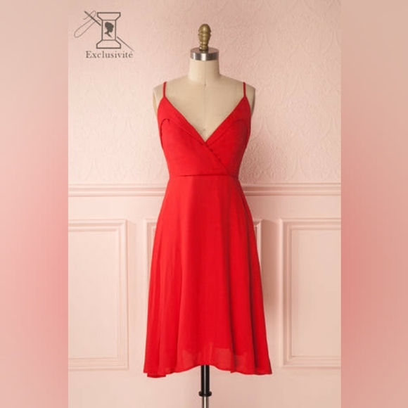 Cherry red knee length dress - Picture 1 of 5